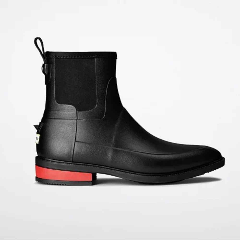 Hunter Black Boots with Red Sole Accent